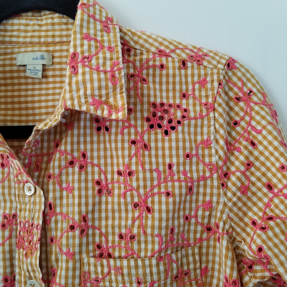 5/$30 Anthropologie Odille Embroidered Shirt - Picture 2 of 8
